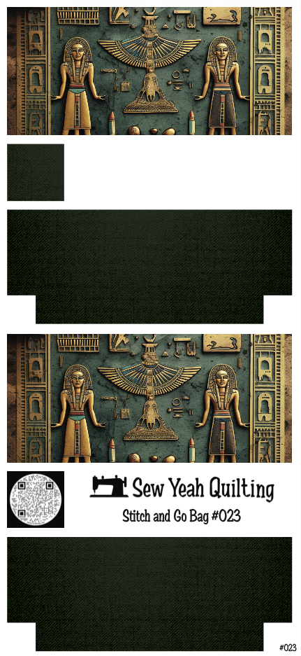 Stitch & Go Bag #23 - Egyptian Figures on Dark Green
