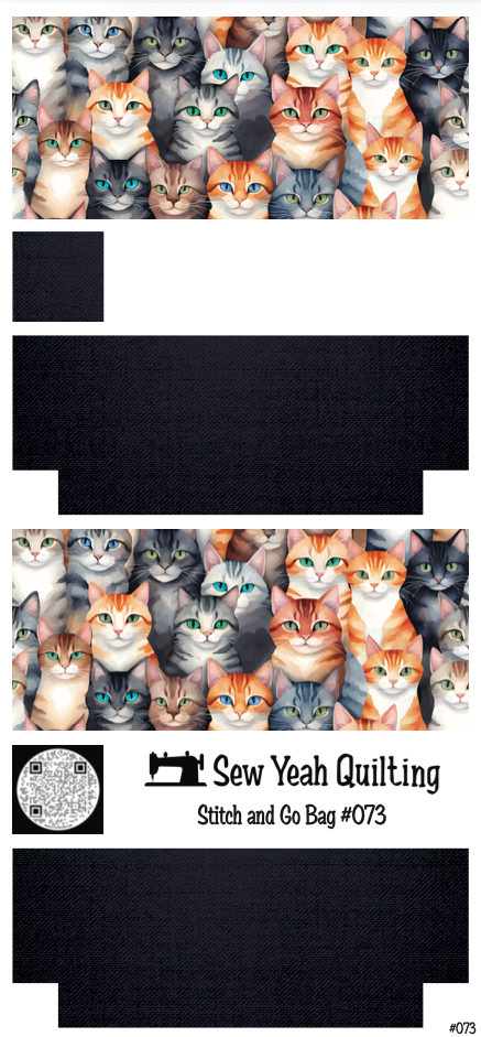 Stitch & Go Bag #73 - Cats Faces on Navy Blue