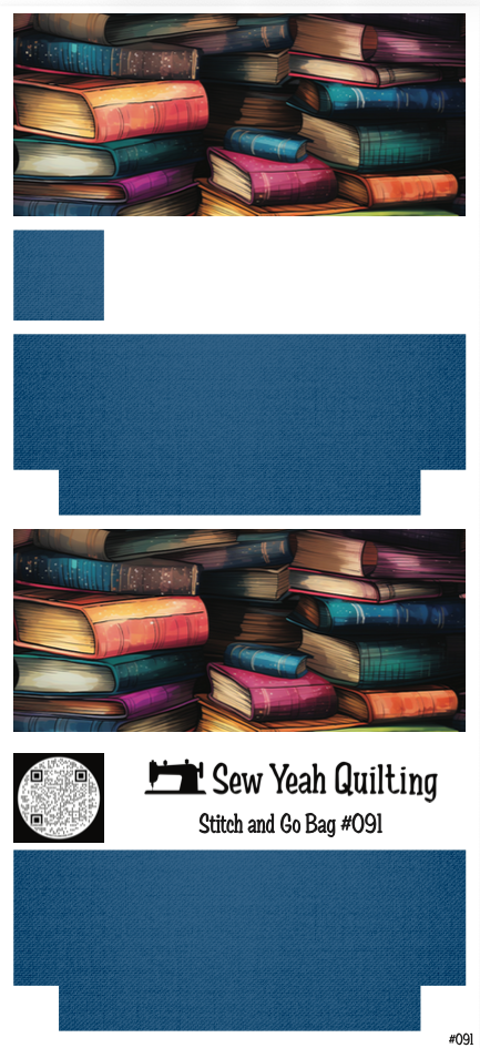 Stitch & Go Bag #91 - Books Piled Colorful on Blue