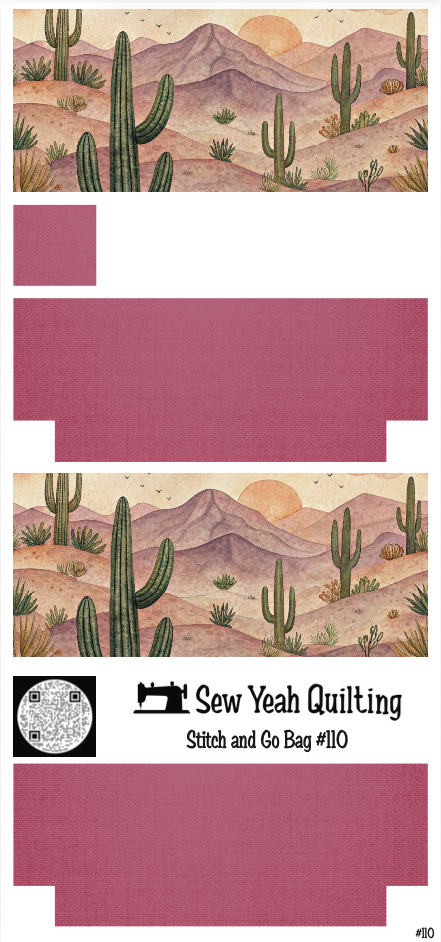 Stitch & Go Bag #110 - Desert & Cactus on Pink