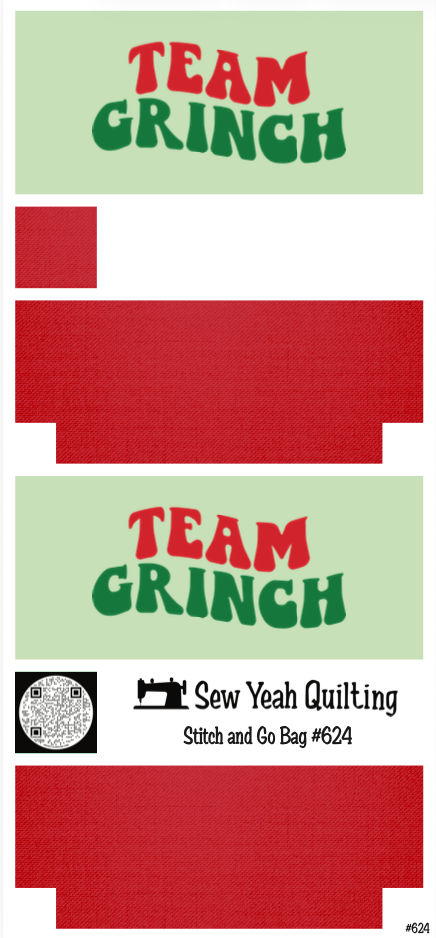 Stitch & Go Bag #624 - Christmas Quote "Team Grinch" on Red