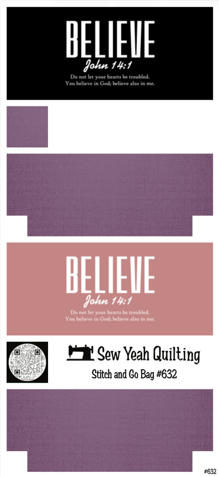 Stitch & Go Bag #632 - Bible Verse & Believe on Light Purple