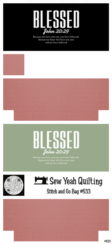 Stitch & Go Bag #633 - Bible Verse & Blessed on Muted Rose
