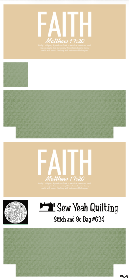 Stitch & Go Bag #634 - Bible Verse & Faith on Faded Green