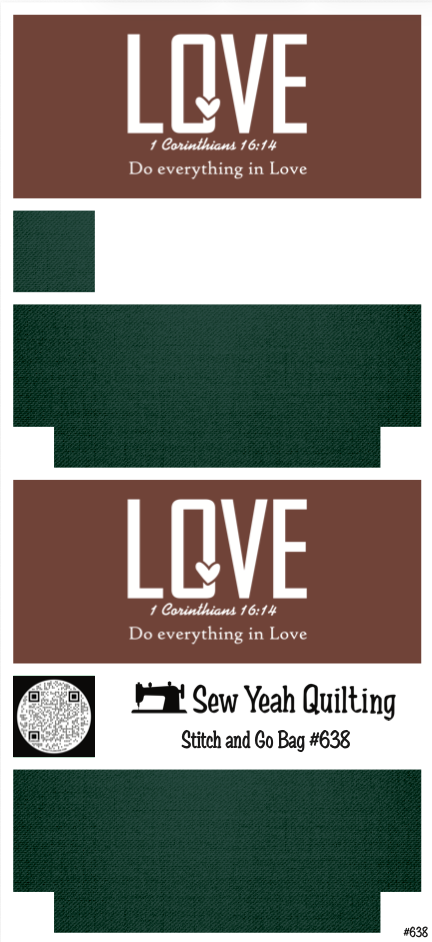 Stitch & Go Bag #638 - Bible Verse & Love on Green
