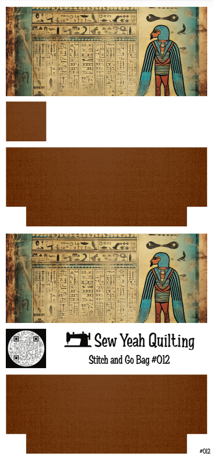 Stitch & Go Bag #12 - Egyptian Hieroglyphs on Brown