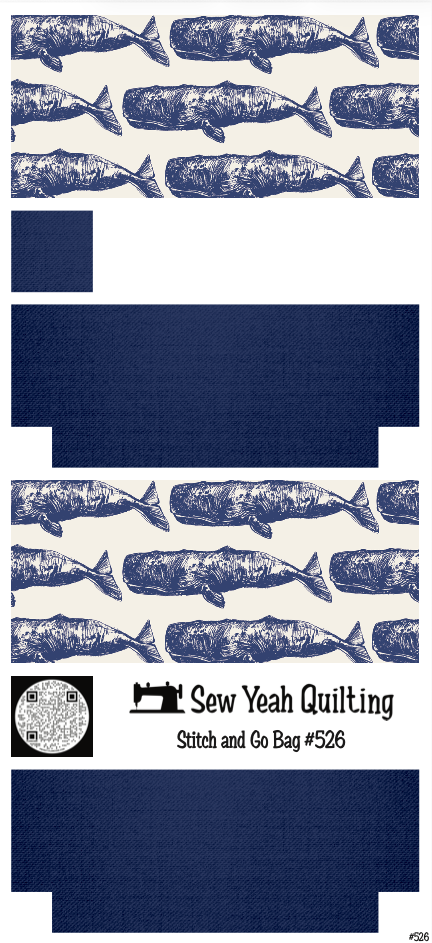 Stitch & Go Bag #526 - Whale Blue on Blue