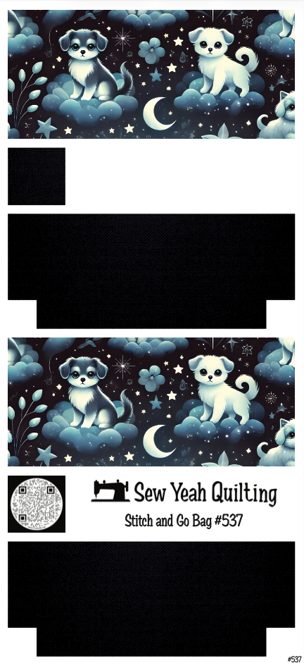 Stitch & Go Bag #537 - Dogs Night Sky on Black
