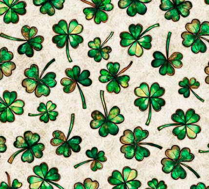 Spirit of Ireland Shamrocks Tan Fabric