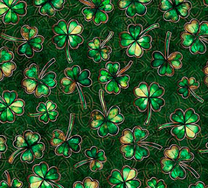 Spirit of Ireland Shamrocks Forest Fabric