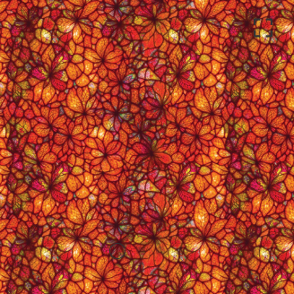 Sonny in the Sunflowers Stained Glass Petals Orange Fabric