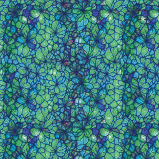 Sonny in the Sunflowers Stained Glass Petals Turquoise Fabric