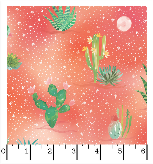 Desert Dreams - Cactus Landscape - Coral/Multi - Yardage