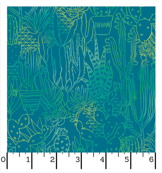 Desert Dreams - Cactus Glow - Blue - Yardage