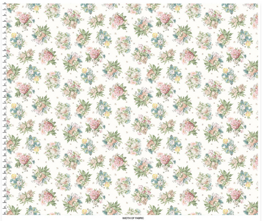 Terrace Blooms - Bouquets - White - Yardage