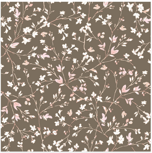 Terrace Blooms - Vines - Brown - Yardage