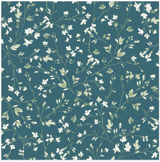 Terrace Blooms - Vines - Blue - Yardage