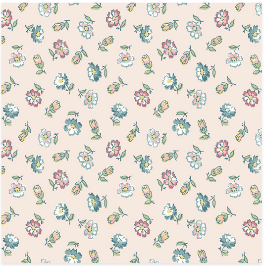 Terrace Blooms - Tossed Flowers - Pink - Yardage