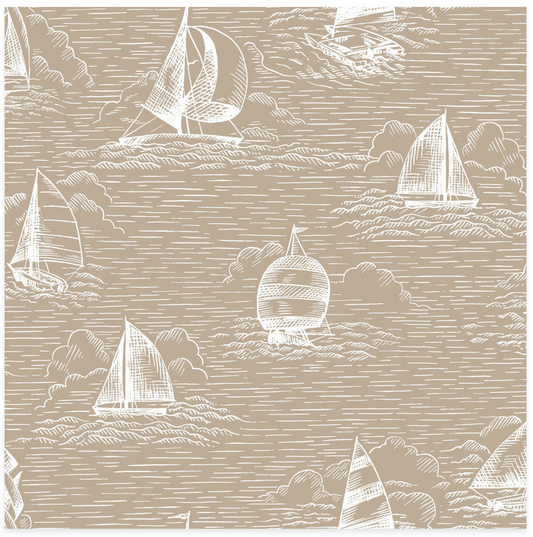 Regatta Days - Ships - Tan - Yardage