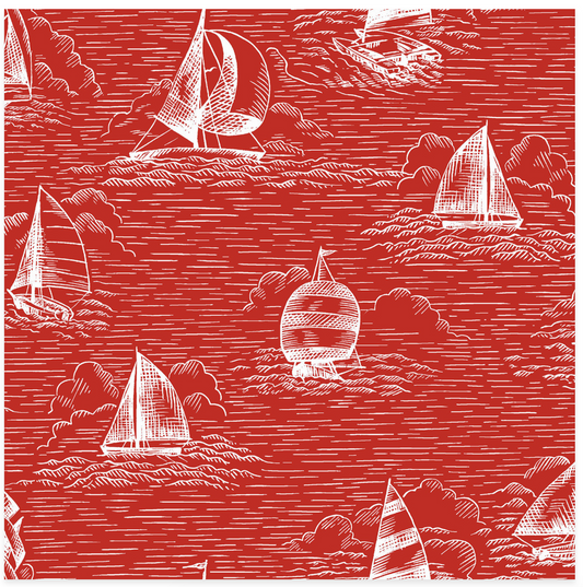 Regatta Days - Ships - Red - Yardage