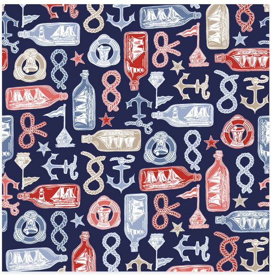 Regatta Days - Nautical - Blue/Multi - Yardage