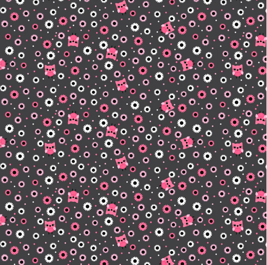 Not Scary - Hootie Hoot - Grey - Yardage