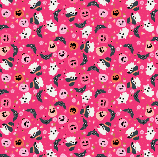 Not Scary - Going Batty - Dark Pink - Yardage