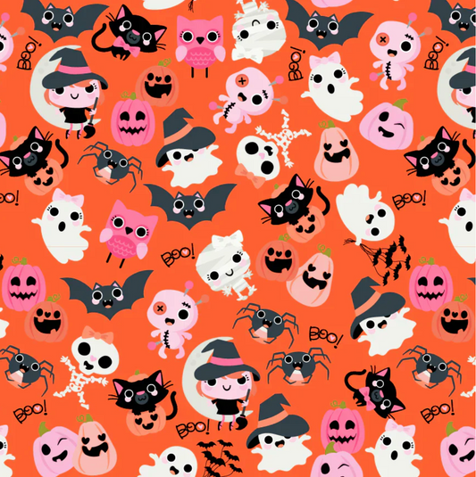 Not Scary - Boos With Bows - Orange - Yardage