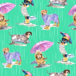 Paws in the Rain DOGS IN THE RAIN DCX12400-GREE-D Fabric