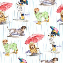 Paws in the Rain DOGS IN THE RAIN DCX12400-WHIT-D Fabric