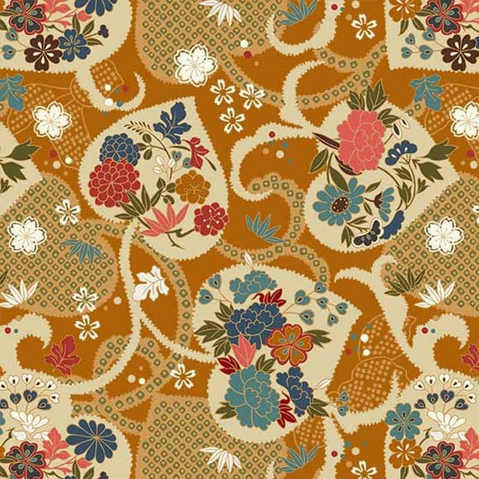 Tokyo Fur-Tales Tokyo Leaves Gold Fabric