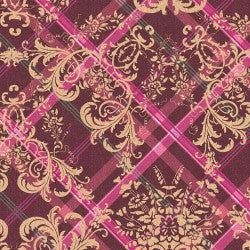 Heritage Floral Plaid Damask DDC12411-BURG-D Fabric