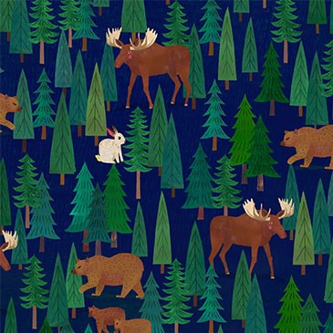Alaska: The Last Frontier Alaska Mountain Navy Fabric
