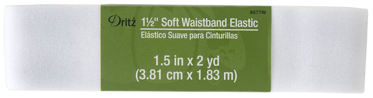 1-1/2" (2 yds) Soft waistband Elastic, white