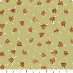 Highlands - Highlands Cows on Green A876 B from Lewis&Irene - Fabric