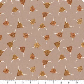 Highlands Light Brown Highland Cows Yardage A876 C from Lewis&Irene - Fabric