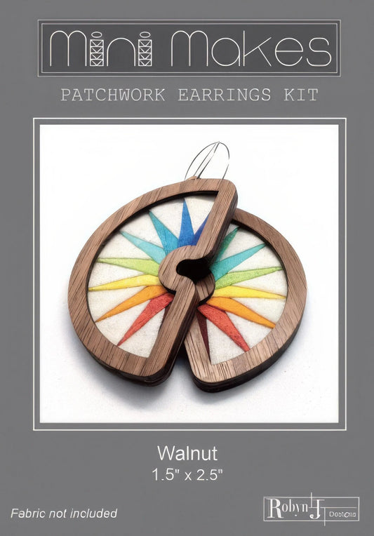 Patchwork Earrings Moon Kit and Pattern - Walnut