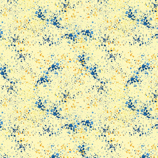Sunlit Serenade Yellow and Blue Splatter Texture Fabric