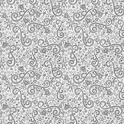 Hearts & Hugs - Gray Hearts and Scroll - Yardage
