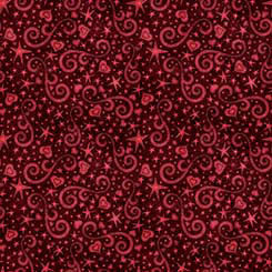 Hearts & Hugs - Garnet Hearts and Scroll - Yardage
