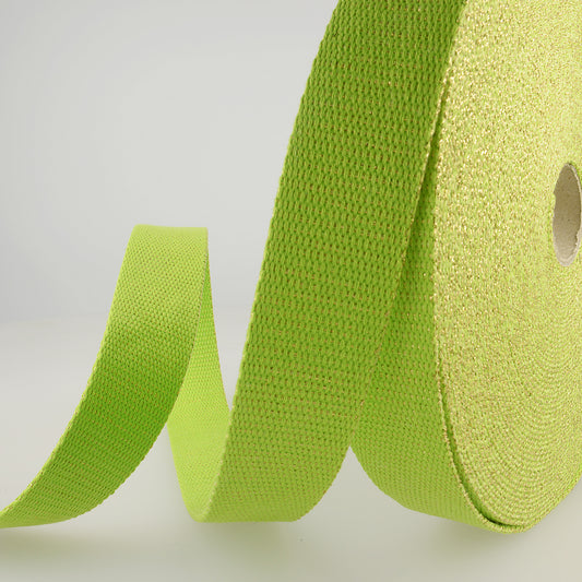 Metal Webbing 1 3/16" Neon Green & Gold