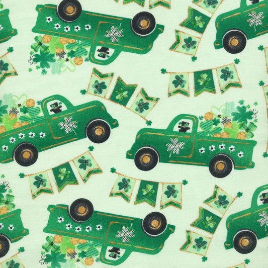 Shamrocked! Trucks Light Green Yardage