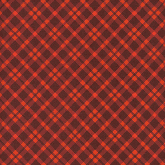 Autumn Cats - Plaid Season - Red - Yardage