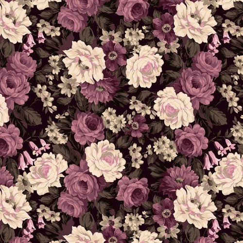 Blackberry Bramble - Packed Floral - Purple/Multi - Yardage