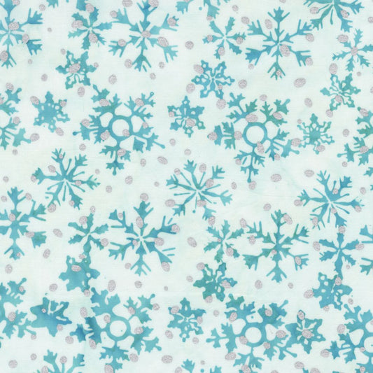 Sparkly Christmas Batik - Snowflakes - Snow Day - Yardage