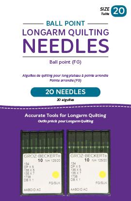Ball Point Longarm Needles – Two Packages of 10 (20/125-FG, Ball Point)