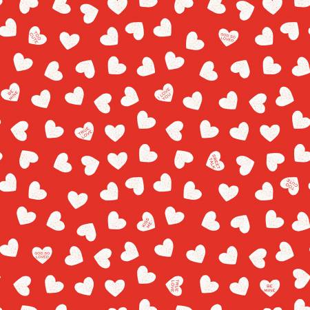 Be Mine Valentine Candy Hearts Red Yardage