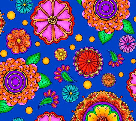 Carnivale Large Flowers Yardage