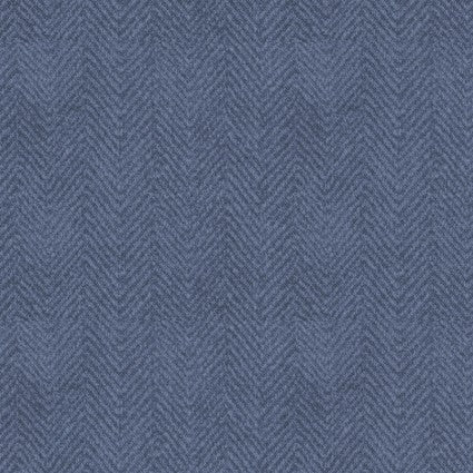 Woolies Flannel - Herringbone Dusty - Blue - Yardage