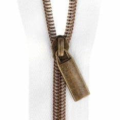 Zippers #5 By the Yard White Antique Coil